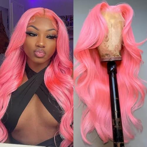 Loyom Pink 28 Inch Lace Front Wig 13x4 Human Hair