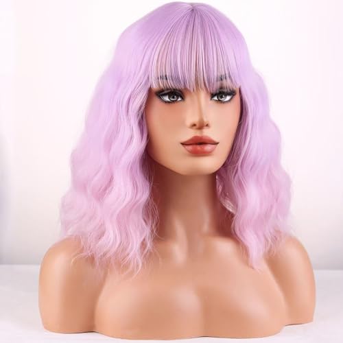 WTHCOS Ombre Pink Wigs for Women Girls Short Curly Bob