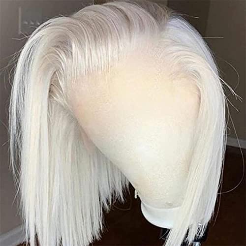 #60 Silver Grey White Platinum Blonde Wigs Human Hair Bob