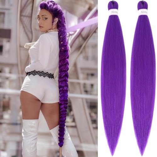 Alrence Purple Braiding Hair Pre Stretched Long 30 Inch...