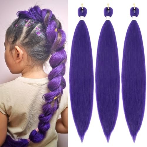 Firstcyh Hair Purple Braiding Hair Extensions 3 Packs...