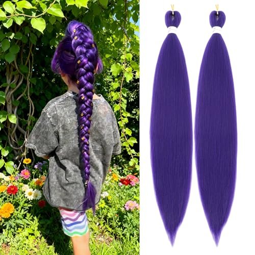 Purple Braiding Hair 20 Inch Pre Stretched Synthetic...