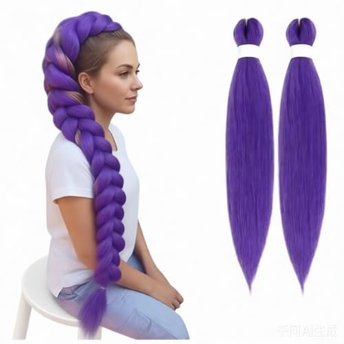 Xcrayto Long Purple Braiding Hair Pre Stretched 26 Inch...
