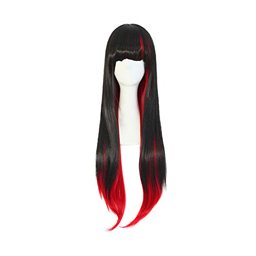 MapofBeauty Women Mixed Black/Red Long Straight Flat Bangs...