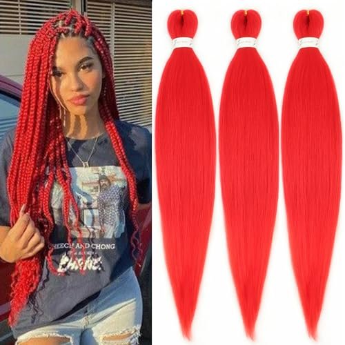 Red Braiding Hair Pre stretched 30 Inch EZ Braid Packs