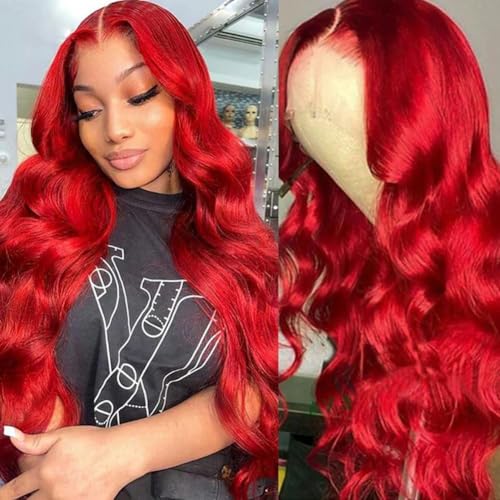 Ice Pear 26 Inch Red Hair Wig 13x6 Body Wave