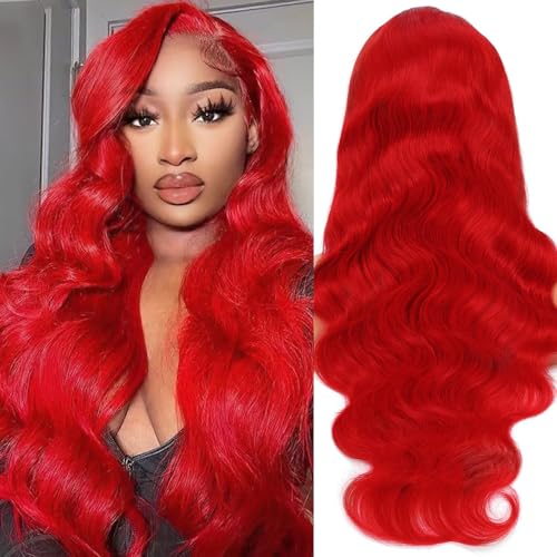 Red Lace Front Wig - Human Hair, HD Body Wave