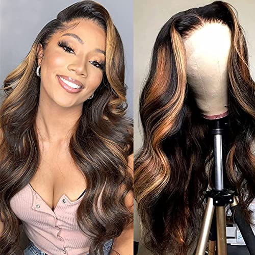haha Brazilian Human Hair Highlight 4x4 Lace Body Wave Wig