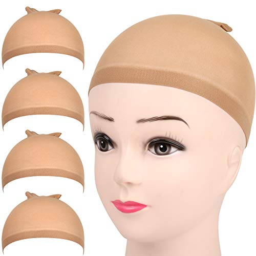 Fandamei 4 pieces Light Brown Stocking Wig Caps Stretchy...