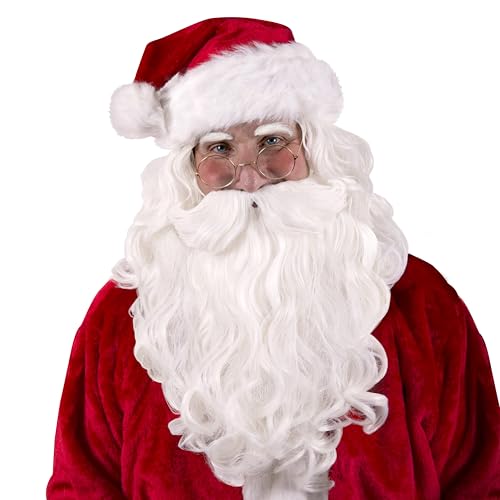 Kangaroo Santa White Beard and Wig Set for Adults