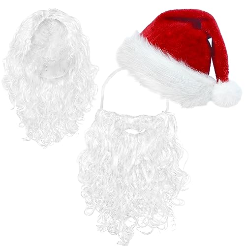 ROSAUI Santa Hat, Beard & Wig Set for Adults