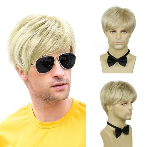 BCHR Mens Blonde Wig,Short Straight Natural Hair Synthetic...
