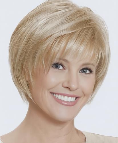 SEVENCOLORS Short Blonde Wigs for Women Pixie Cut with Bangs