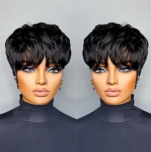 Flandi Pixie Cut Wig Human Hair Short Layered for Women
