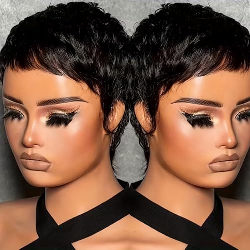SAEIALL Pixie Cut Wig for Black Women Straight Human Hair