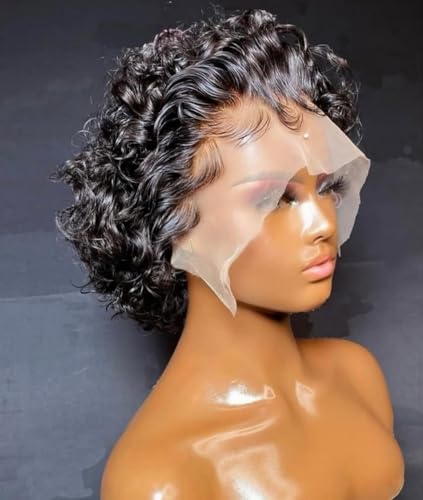 INSTASTYLE Short Curly Pixie Cut Lace Front Human Hair Wig