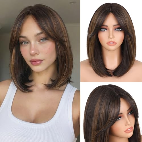 Lady Miranda 12 Inch Bob Wig with Curtain Bangs