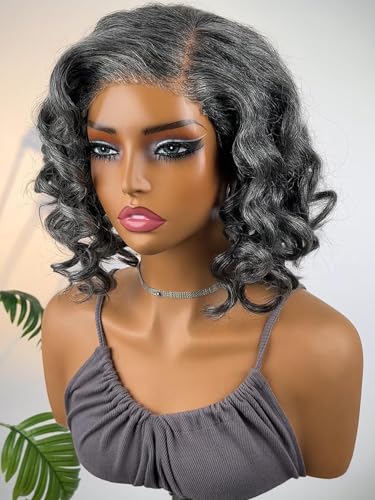 SOUL LADY Attractive Seniors Medium Salt And Pepper Bob Wig