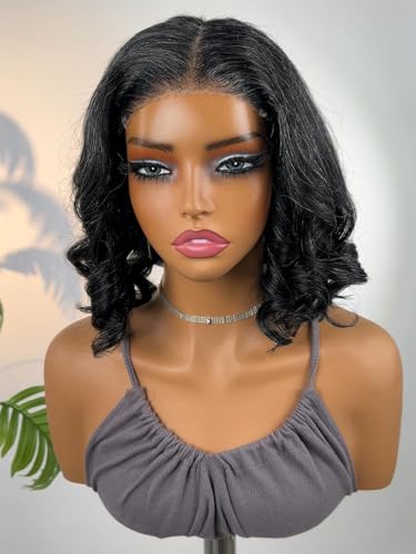 SOUL LADY Dark Salt And Pepper Loose Body Wave Wig