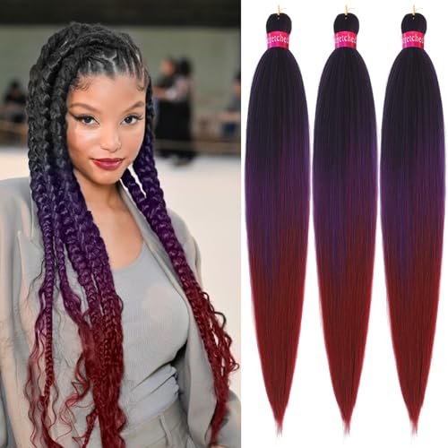 Ombre Pre Stretched Braiding Hair, 28''-3 packs Silky...