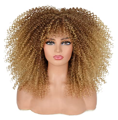 ANNISOUL Curly Wigs for Black Women Afro with Bangs