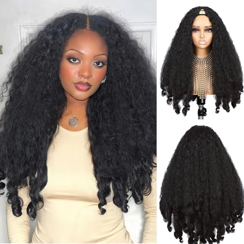 Quantum Love Yaki Curly V Part Wigs for Black Women