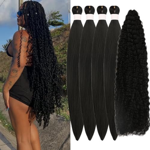 Black Braiding Hair Pre stretched Color 1B for Boho Braids