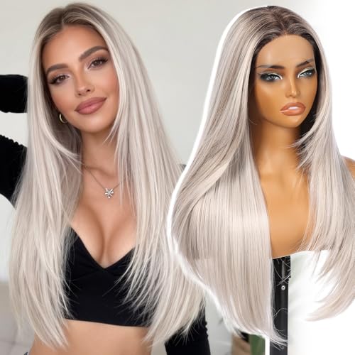 Dofami KOME Platinum Blonde Synthetic Lace Front Long...