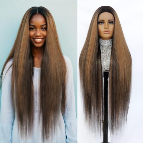 Felek 40 Inch T Part Lace Wig Straight Black Brown