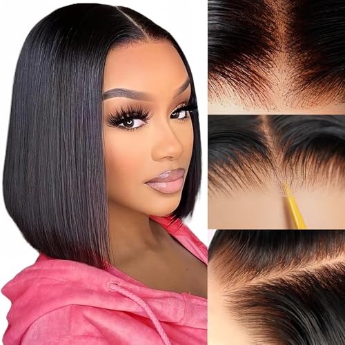 ZHENGON Bob Glueless Wigs Human Hair Pre Plucked HD Lace