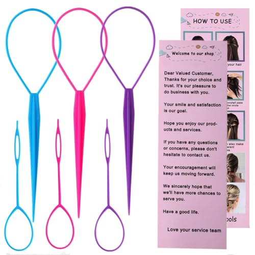 Aigee 6pcs Topsy Tail and Hair Loop Styling Tool Set