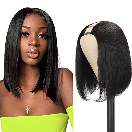 Amella Hair U Part Wig Human Hair Straight Bob 10inch