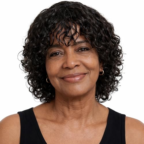 LYOLKSER glueless human hair wig short water wave with bangs