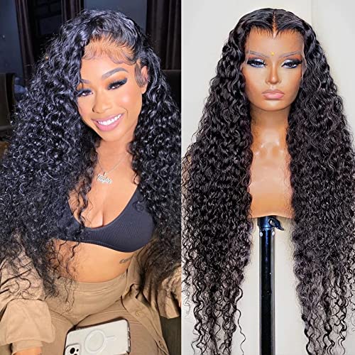 SNJON Water Wave 13x6 HD Transparent Lace Human Hair Wig