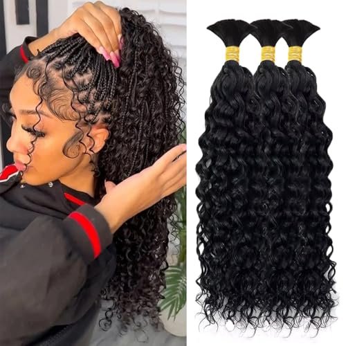 Human Braiding Hair 3 Bundles/Pack 150g Curly Water Wave