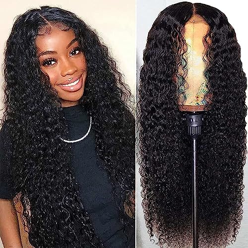 BASEMMAHER Lace Front Wigs Synthetic Human Hair Wet and Wavy