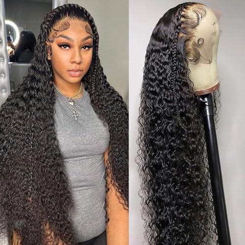 QKOQKO 13x6 Water Wave Lace Front Wigs Glueless Human Hair