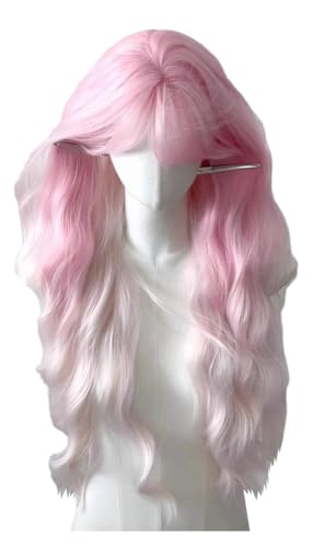 VVRPWASSLY Pink White Gradient Lolita Wig Female Long Wavy...