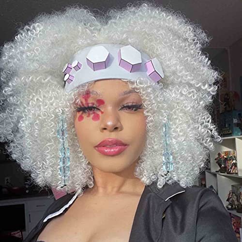 YOSILADY White Kinky Curly Wigs for Black Women Short Afro
