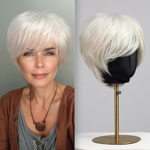 BLONDE UNICORN White Pixie Cut Short Wigs with Bangs