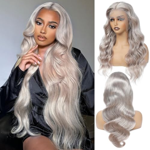 Pisenor 13x4 Grey Lace Front Wig Human Hair Body Wave