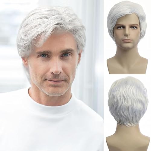 Sabosi Men's White Wigs Short Wigs Natural Looking...