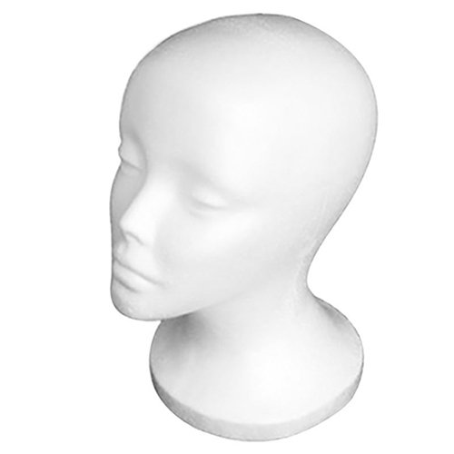 Foam Mannequin,Female Head Model Wig Hair Hat White Display