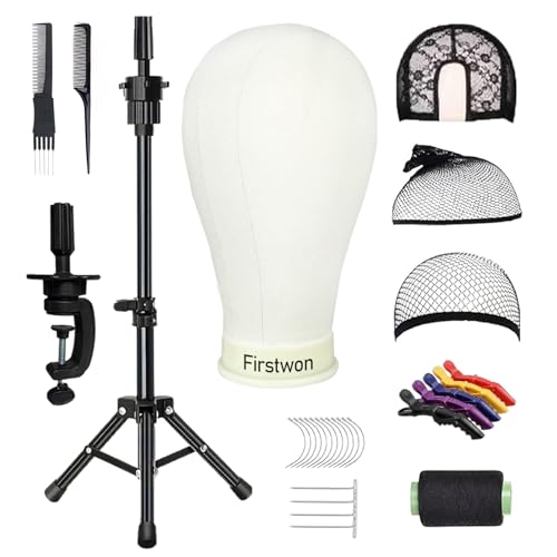 Firstwon 22 Inch Wig Head Mannequin Head with Tripod Stand