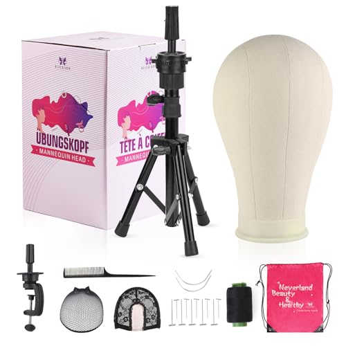 Wig Stand - Wig Stand with Head Canvas Mannequin Tripod