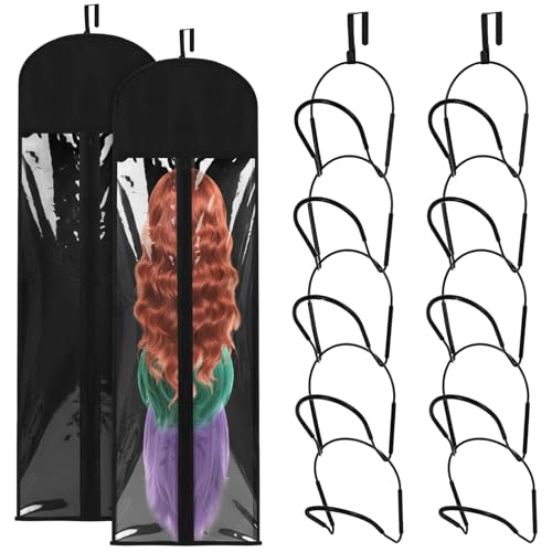 Blulu 10 Pcs 10 Pcs Wig Hangers with Storage Bags