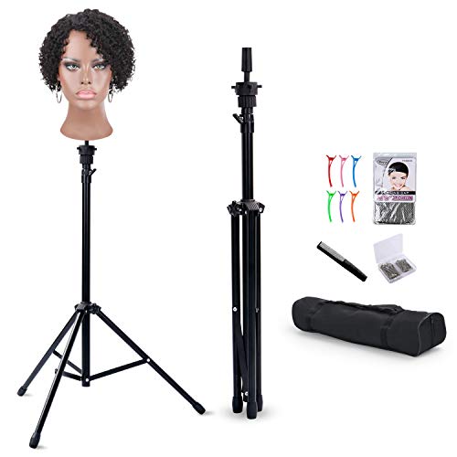 Klvied Reinforced Wig Stand Tripod Mannequin Head with...