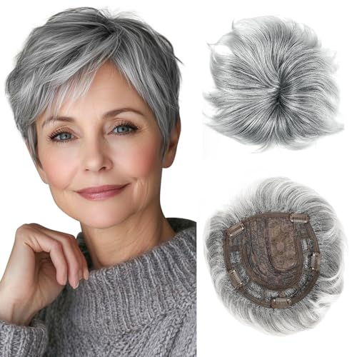 QUEENTAS Short Hair Topper for Women with Bangs