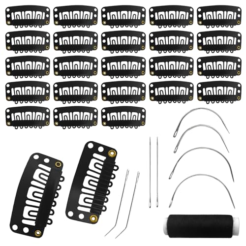 MUIIGOOD 25Pcs 32mm Hairpieces Snap Clips U Shape Wig Clips