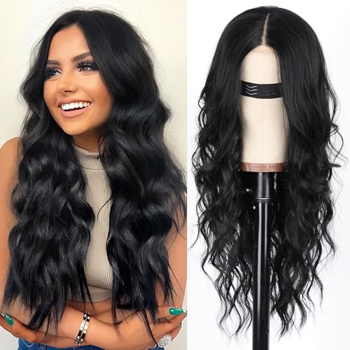 AISI HAIR Black Wig for Women, Long Wavy Heat Resistant